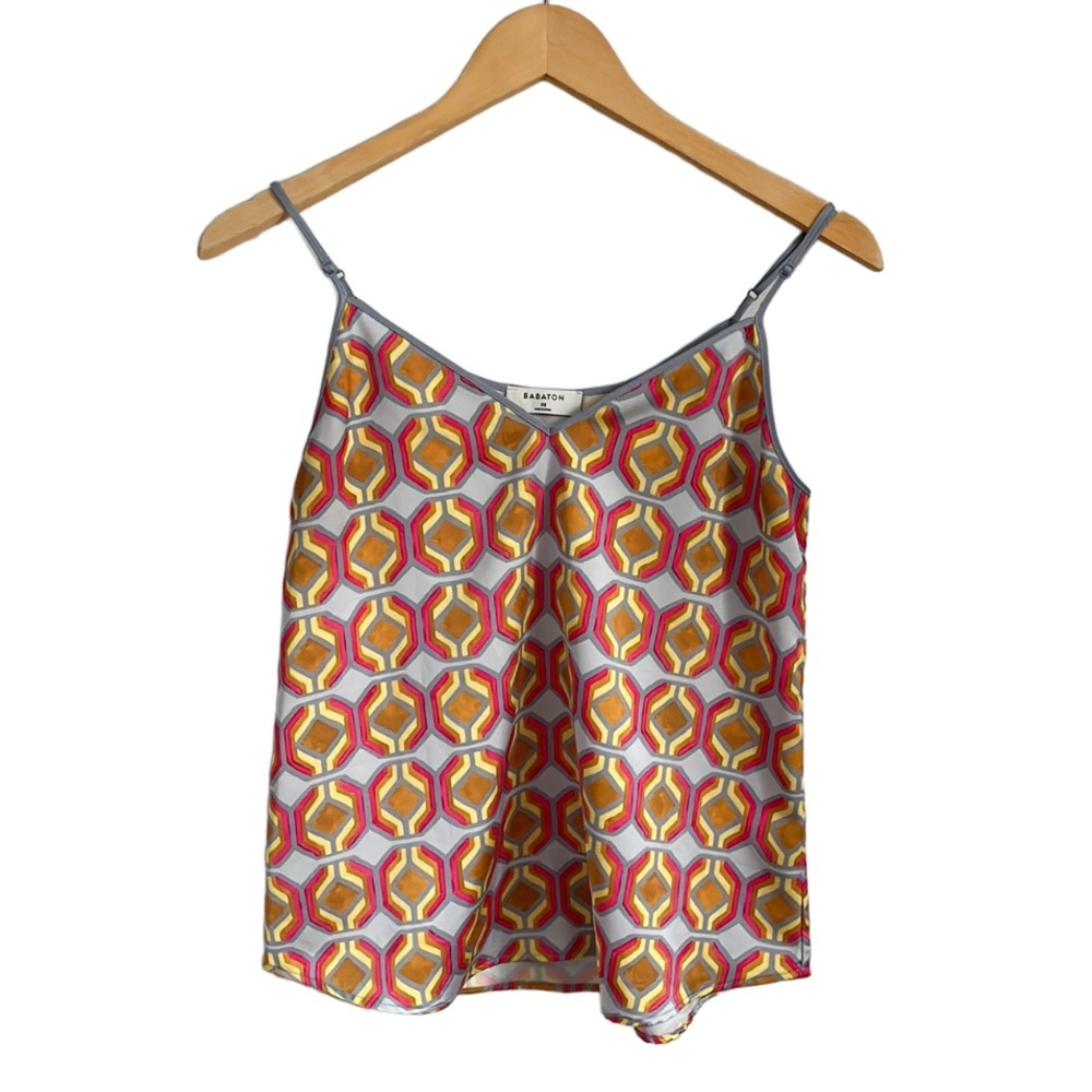 Aritzia Babaton Everly Hot Pink Soft Blue V Neck Camisole XS